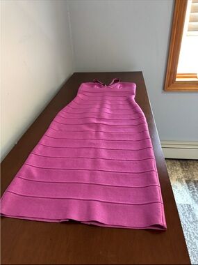 Herve Leger Vibrant Pink Bandage Pencil Skirt